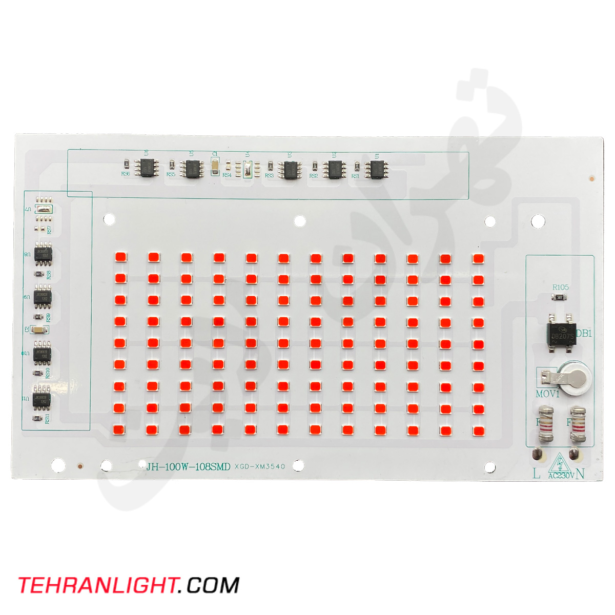 چیپ ال ای دی 100 وات نور قرمز 220 ولت مدل xgd-xm3540
